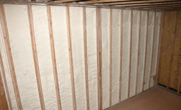 Spray foam wall insulation for a new construction home