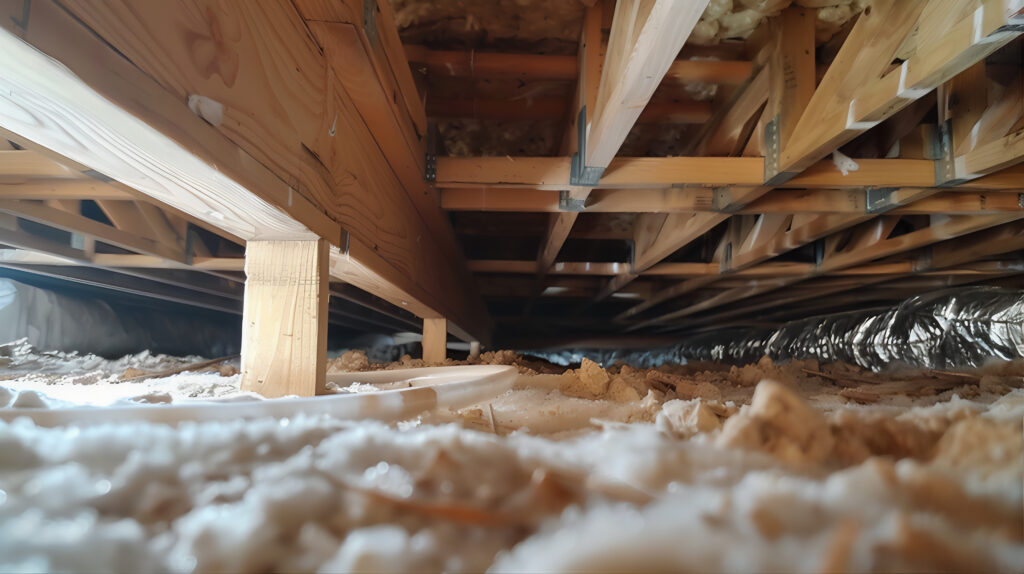A picture of new crawl space insulation